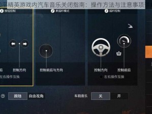 和平精英游戏内汽车音乐关闭指南：操作方法与注意事项详解