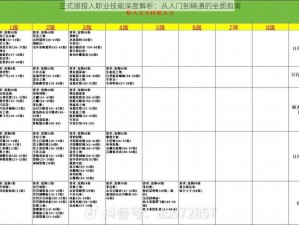 正式服猎人职业技能深度解析：从入门到精通的全面指南