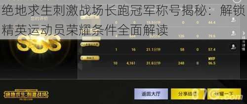 绝地求生刺激战场长跑冠军称号揭秘:解锁精英运动员荣耀条件全面解读