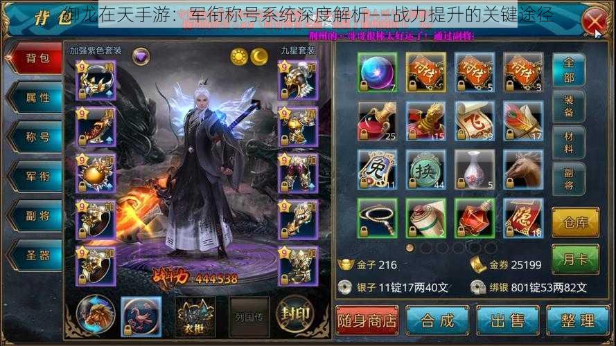 御龙在天手游:军衔称号系统深度解析——战力提升的关键途径
