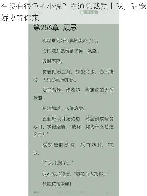 有没有很色的小说?霸道总裁爱上我,甜宠娇妻等你来