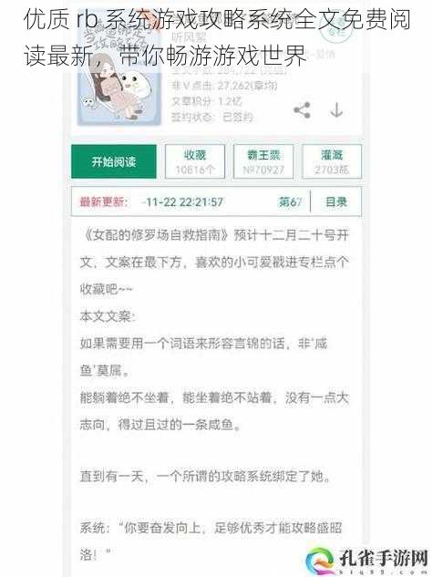 优质 rb 系统游戏攻略系统全文免费阅读最新,带你畅游游戏世界