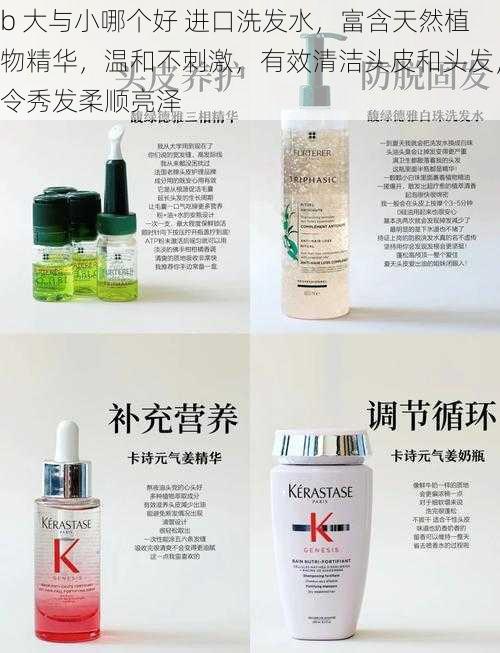 b 大与小哪个好 进口洗发水,富含天然植物精华,温和不刺激,有效清洁头皮和头发,令秀发柔顺亮泽