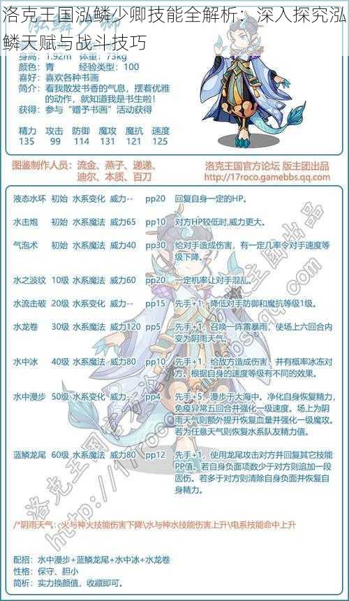 洛克王国泓鳞少卿技能全解析:深入探究泓鳞天赋与战斗技巧