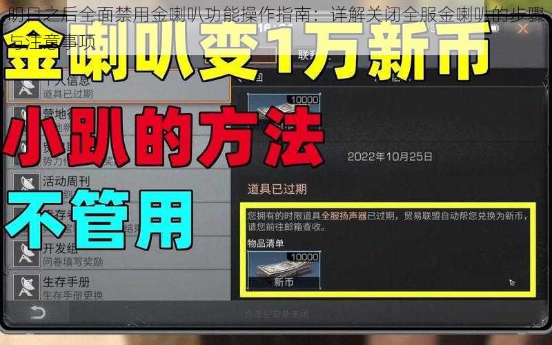 明日之后全面禁用金喇叭功能操作指南:详解关闭全服金喇叭的步骤与注意事项