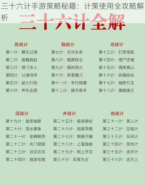 三十六计手游策略秘籍：计策使用全攻略解析