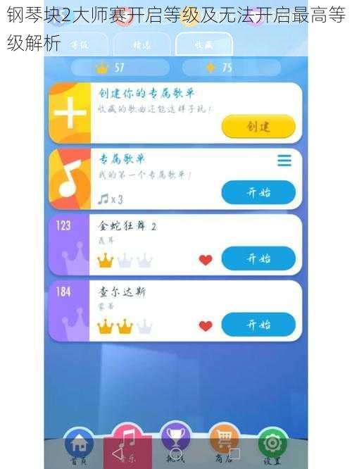 钢琴块2大师赛开启等级及无法开启最高等级解析