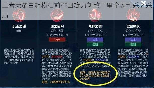 王者荣耀白起横扫前排回旋刀斩敌千里全场乱杀必杀局