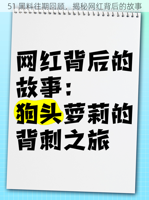 51 黑料往期回顾，揭秘网红背后的故事