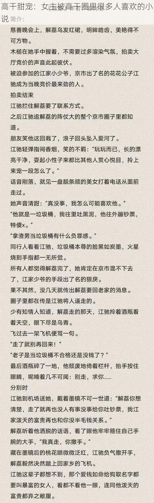 高干甜宠：女主被高干圈里很多人喜欢的小说