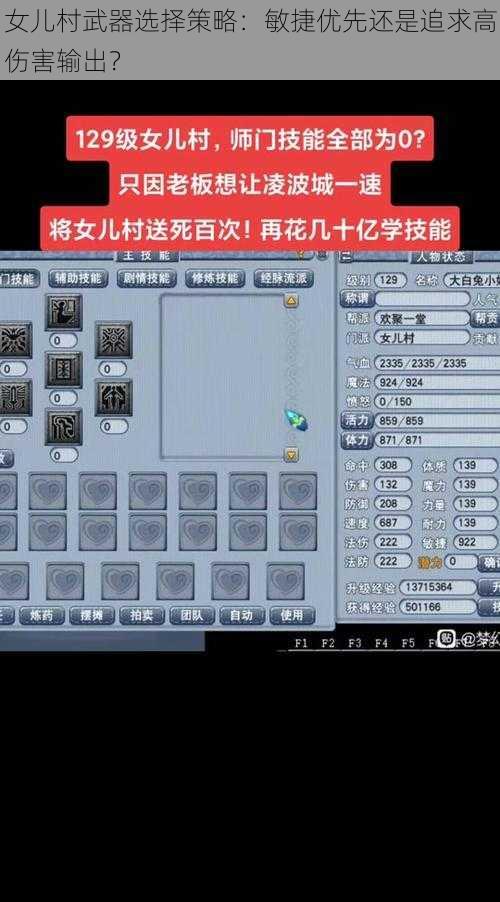 女儿村武器选择策略：敏捷优先还是追求高伤害输出？