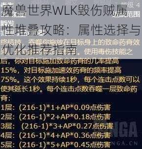 魔兽世界WLK毁伤贼属性堆叠攻略：属性选择与优化推荐指南