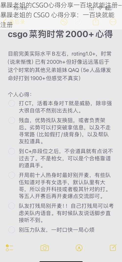 暴躁老姐的CSGO心得分享一百块就能注册—暴躁老姐的 CSGO 心得分享：一百块就能注册