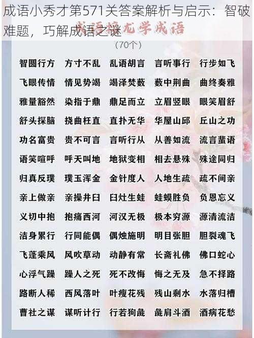 成语小秀才第571关答案解析与启示：智破难题，巧解成语之谜