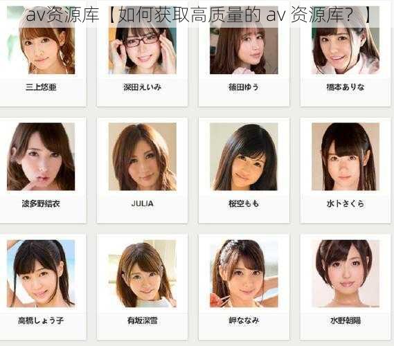 av资源库【如何获取高质量的 av 资源库?】