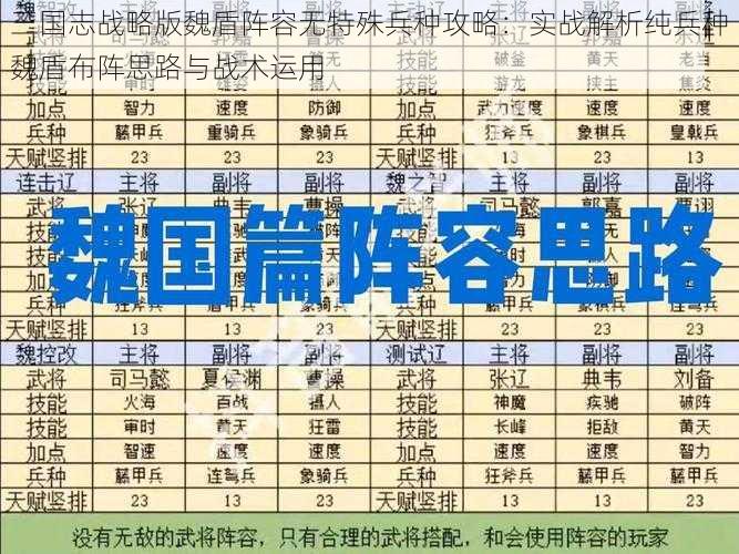 三国志战略版魏盾阵容无特殊兵种攻略：实战解析纯兵种魏盾布阵思路与战术运用