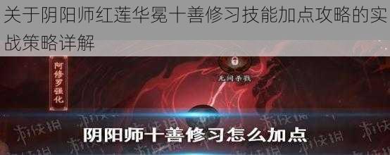 关于阴阳师红莲华冕十善修习技能加点攻略的实战策略详解