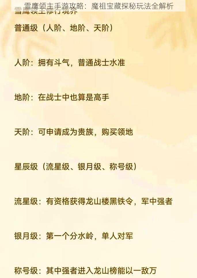 雪鹰领主手游攻略:魔祖宝藏探秘玩法全解析