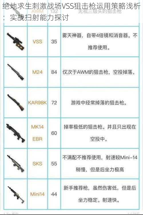 绝地求生刺激战场VSS狙击枪运用策略浅析：实战扫射能力探讨