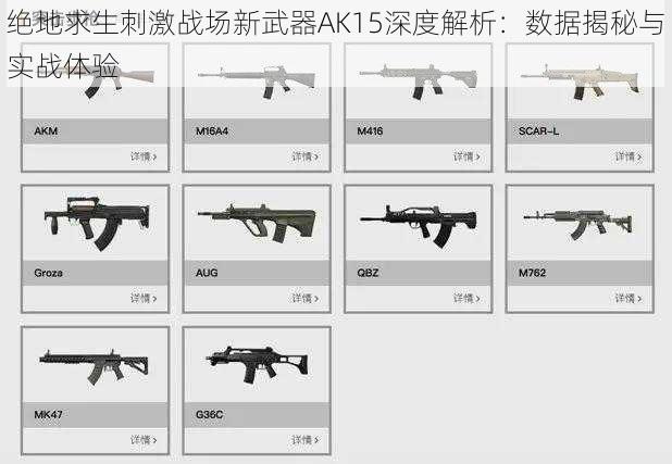 绝地求生刺激战场新武器AK15深度解析：数据揭秘与实战体验