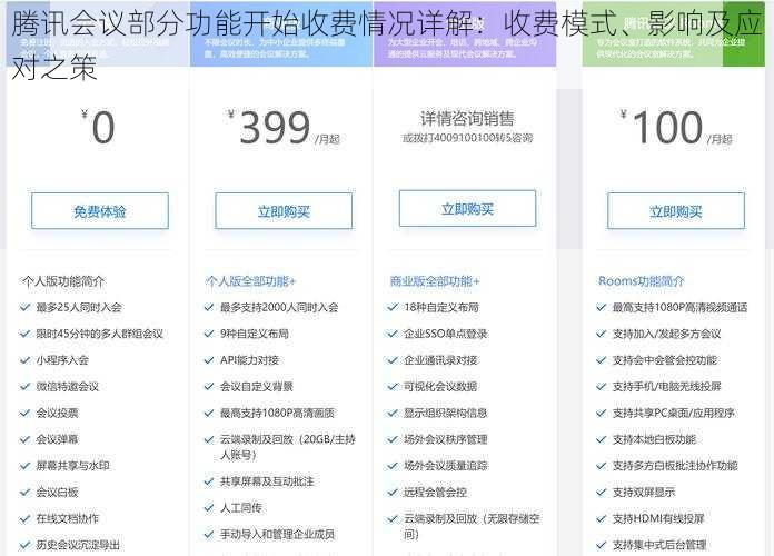 腾讯会议部分功能开始收费情况详解：收费模式、影响及应对之策